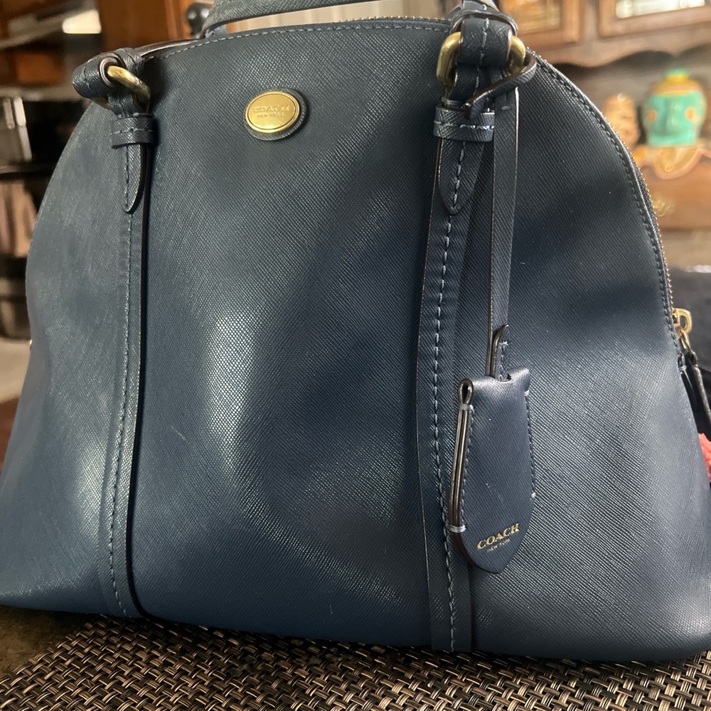 Coach Navy Leather Satchel